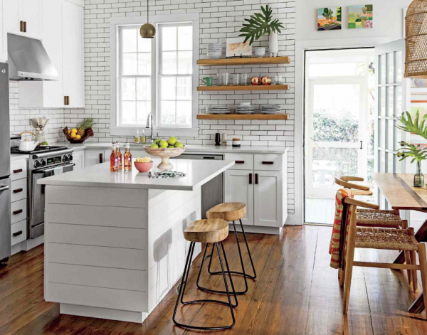 Desain dapur dengan kitchen set sederhana namun fungsional